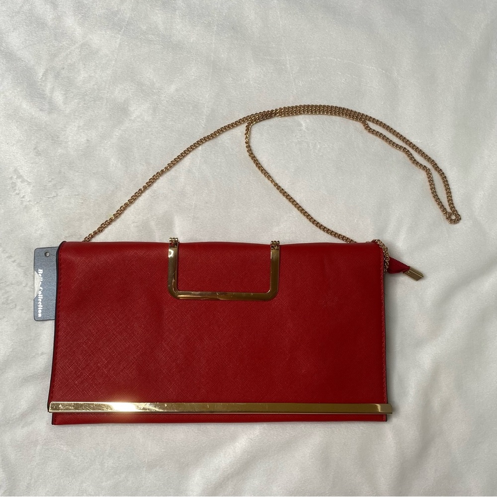 NWT Vintage Bella Collection rich red gold crossbody purse bag adjustable strap